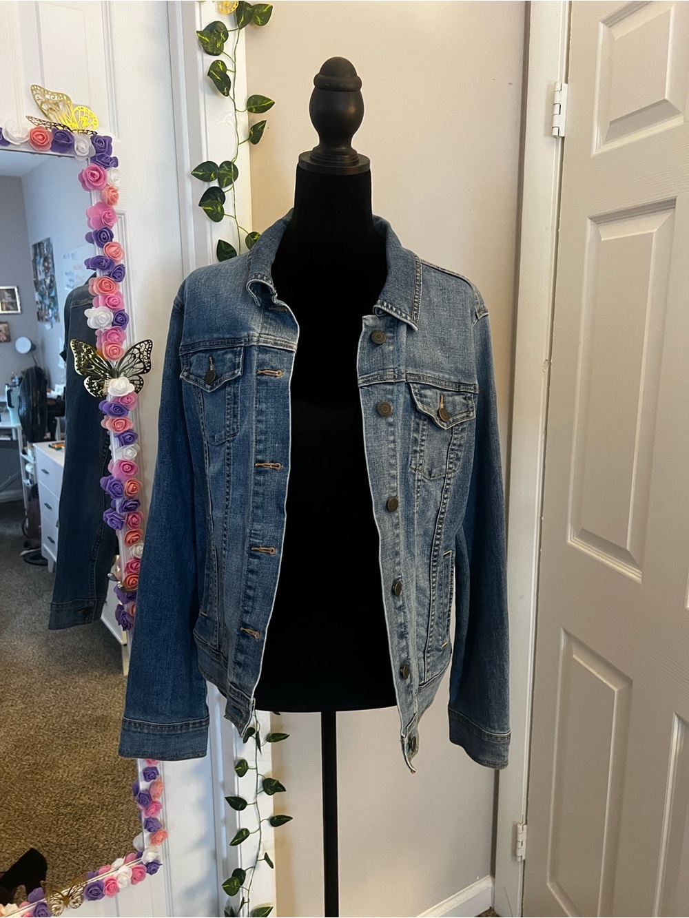 Old Navy Medium Blue Denim Jacket with Button Front